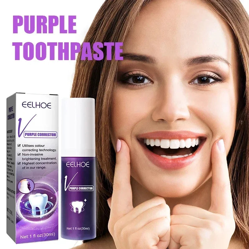 Purple Whitening Toothpaste Removal Tooth Stains Repairing Caring Teeth Orthodontic Toothpaste Fresh Breath Tooth Care New