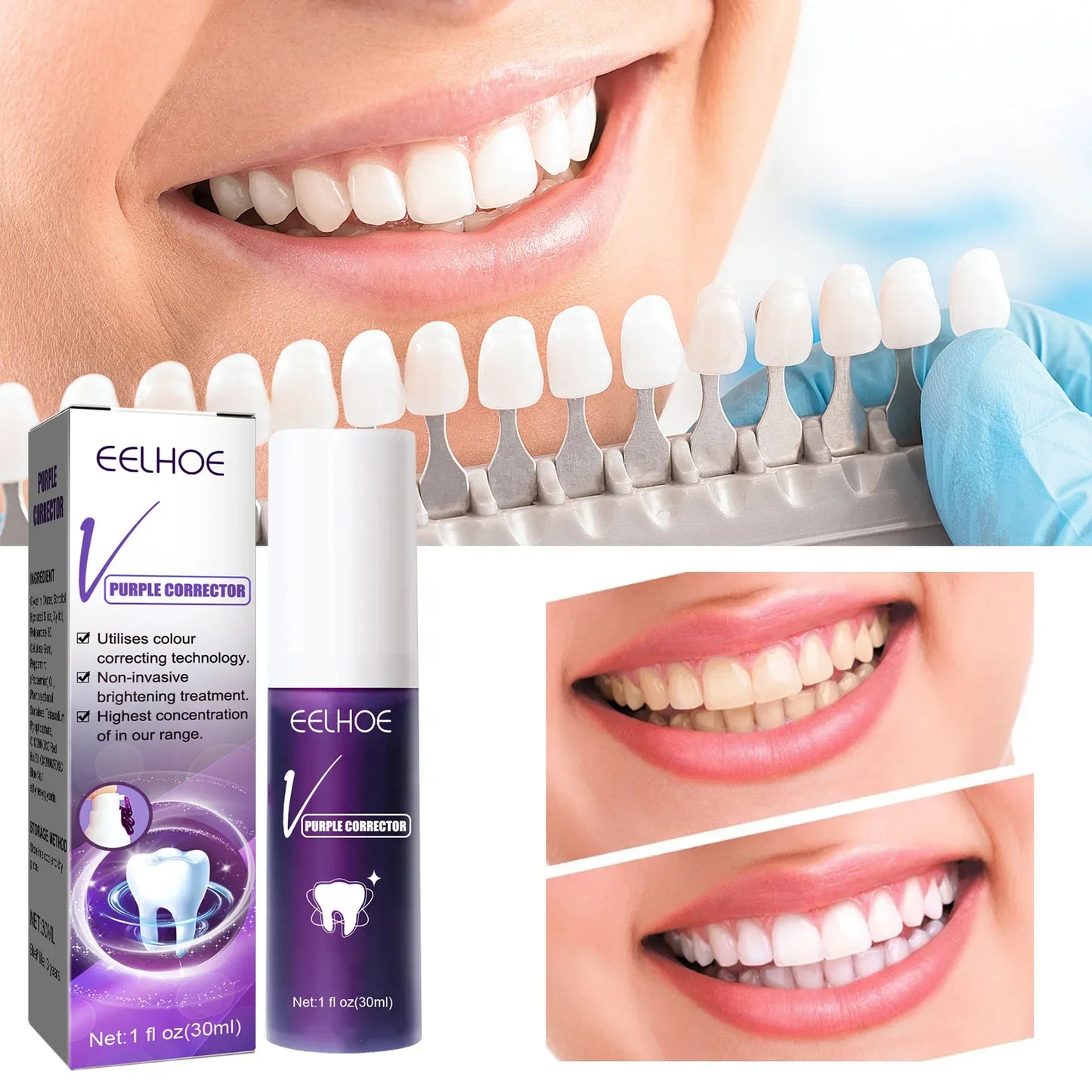 Purple Whitening Toothpaste Removal Tooth Stains Repairing Caring Teeth Orthodontic Toothpaste Fresh Breath Tooth Care New