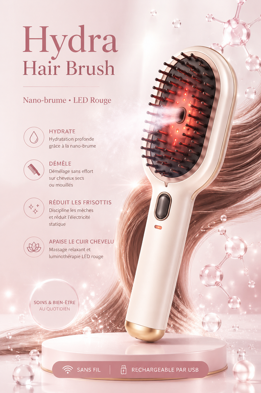 Brosse Électrique Massante & Brumisatrice LED Rouge