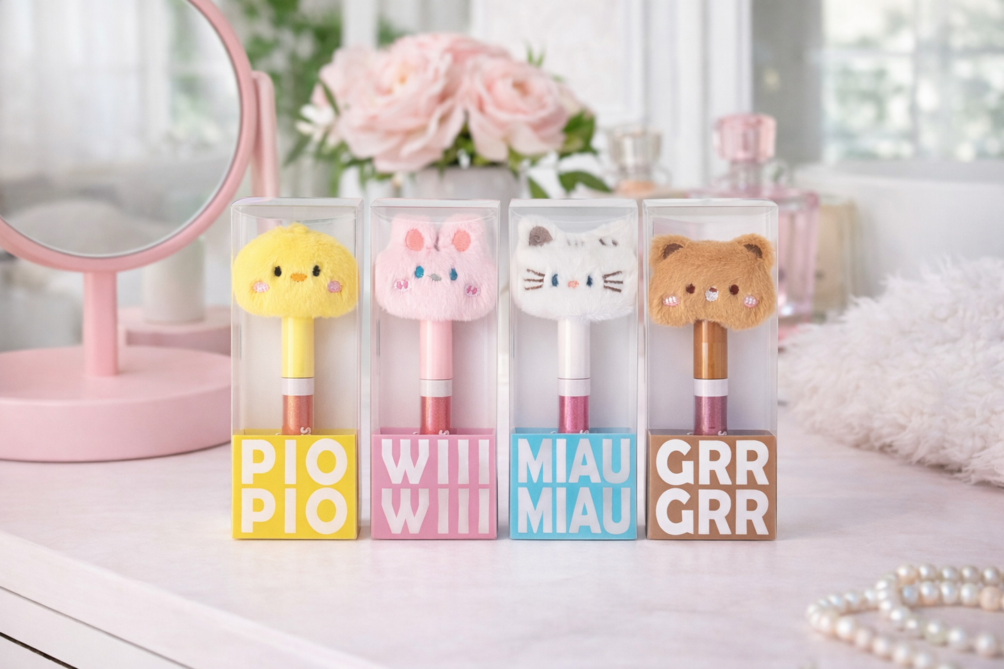 Brillant à lèvres peluche (lot de 2 • rose & marron)